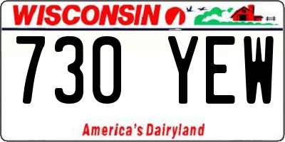 WI license plate 730YEW