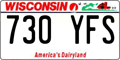 WI license plate 730YFS