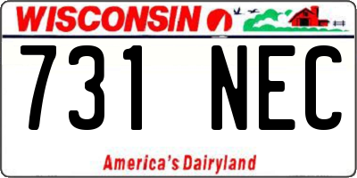 WI license plate 731NEC