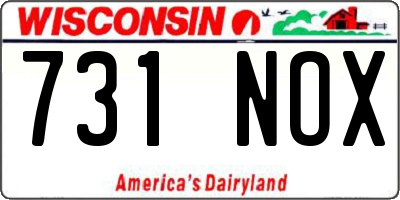 WI license plate 731NOX