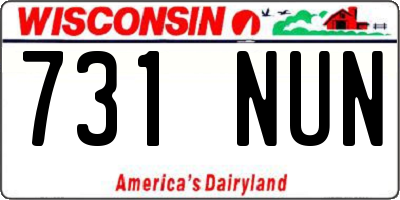 WI license plate 731NUN