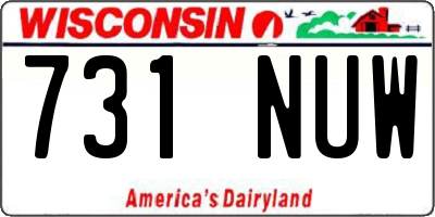 WI license plate 731NUW