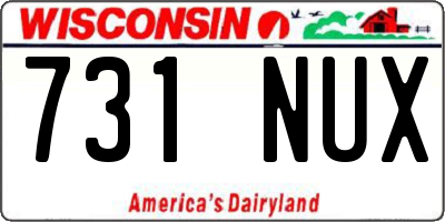 WI license plate 731NUX