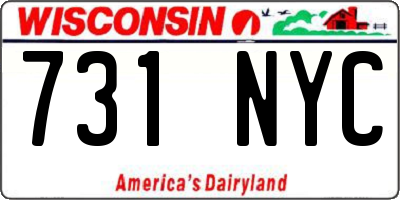 WI license plate 731NYC