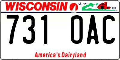WI license plate 731OAC