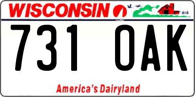 WI license plate 731OAK