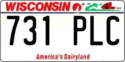 WI license plate 731PLC