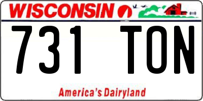 WI license plate 731TON