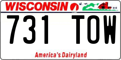 WI license plate 731TOW