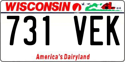 WI license plate 731VEK