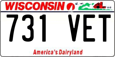 WI license plate 731VET