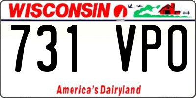 WI license plate 731VPO