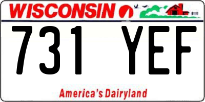 WI license plate 731YEF
