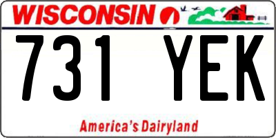 WI license plate 731YEK