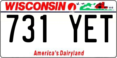 WI license plate 731YET