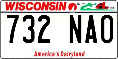 WI license plate 732NAO