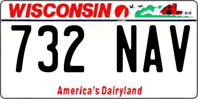 WI license plate 732NAV