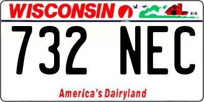 WI license plate 732NEC
