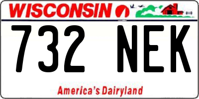 WI license plate 732NEK