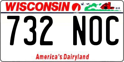 WI license plate 732NOC