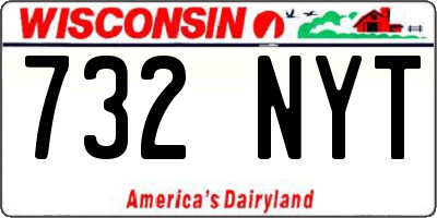 WI license plate 732NYT