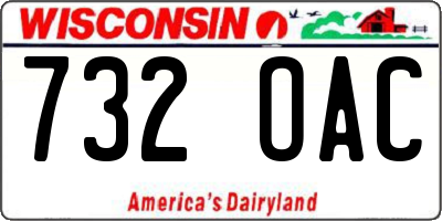 WI license plate 732OAC