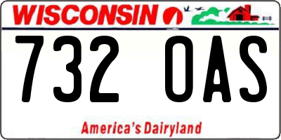 WI license plate 732OAS