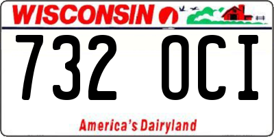 WI license plate 732OCI