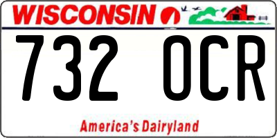 WI license plate 732OCR