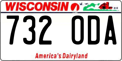 WI license plate 732ODA