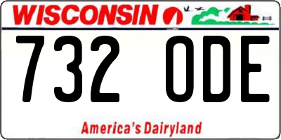 WI license plate 732ODE