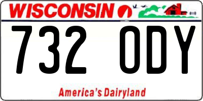 WI license plate 732ODY