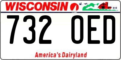 WI license plate 732OED