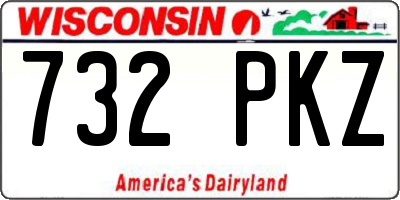 WI license plate 732PKZ