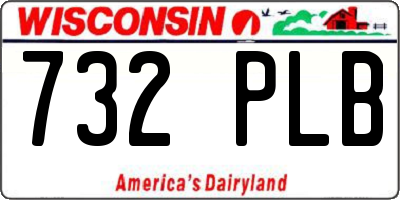 WI license plate 732PLB