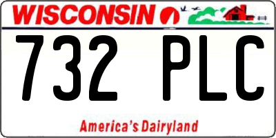 WI license plate 732PLC