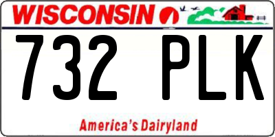 WI license plate 732PLK