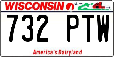 WI license plate 732PTW