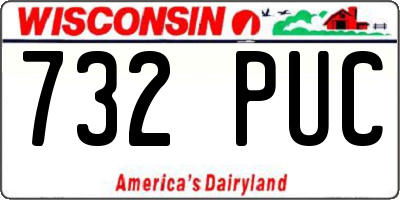 WI license plate 732PUC