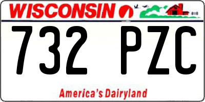 WI license plate 732PZC