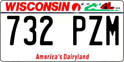 WI license plate 732PZM