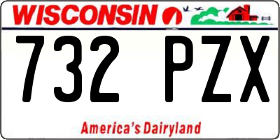 WI license plate 732PZX