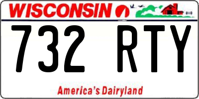 WI license plate 732RTY