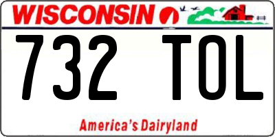WI license plate 732TOL
