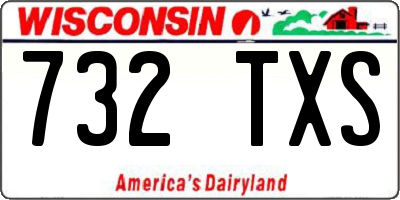 WI license plate 732TXS