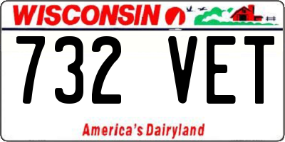 WI license plate 732VET