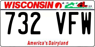 WI license plate 732VFW