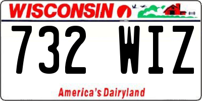 WI license plate 732WIZ
