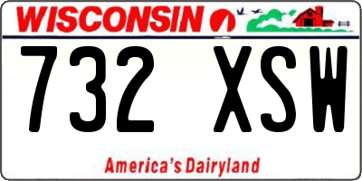 WI license plate 732XSW