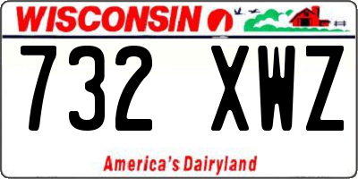 WI license plate 732XWZ